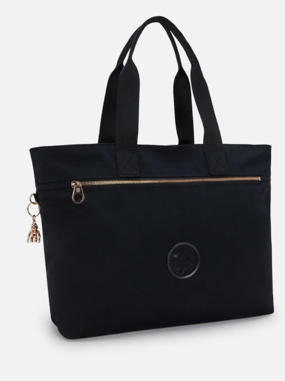 KIPLING Colissa Up Zip 15" Laptop Tote Bag Black Rose Spice Monkey Keychain